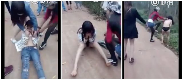 Chinese girl strip and kick