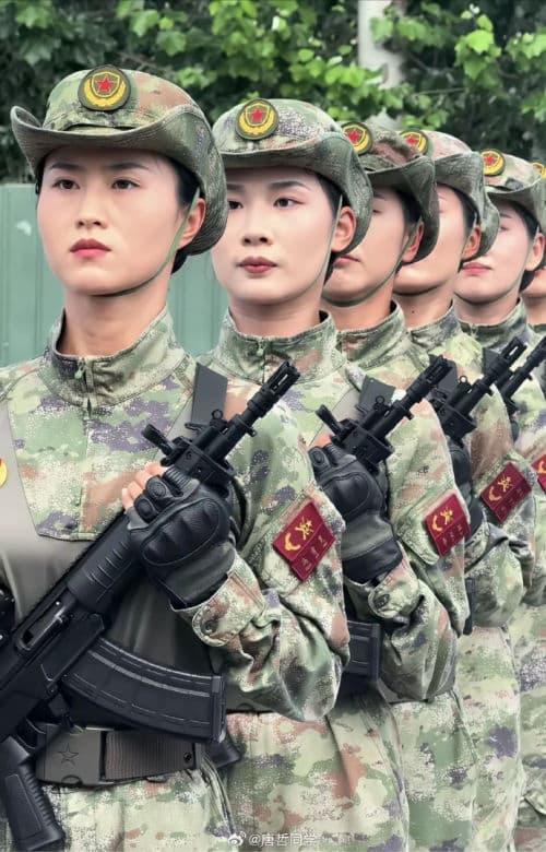 Female honor guards at parade training base.